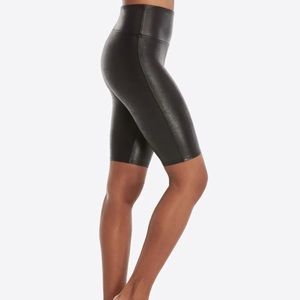 SPANX FAUX LEATHER BIKER SHORTS